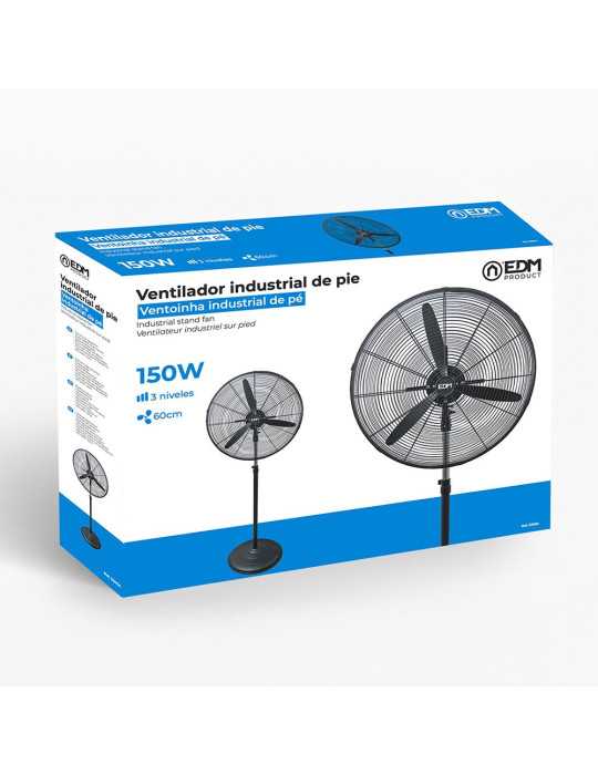 Ventilador Industrial de Pie 150 W, Negro, Ø60 cm EDM