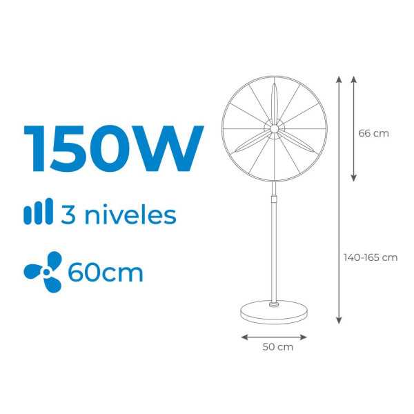 Ventilador Industrial de Pie 150 W, Negro, Ø60 cm EDM