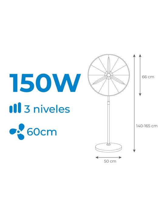 Ventilador Industrial de Pie 150 W, Negro, Ø60 cm EDM