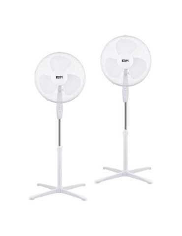 Ventilador de Pie 38 W, Blanco, Ø40 cm, Pack de 2 unidades en una Caja EDM