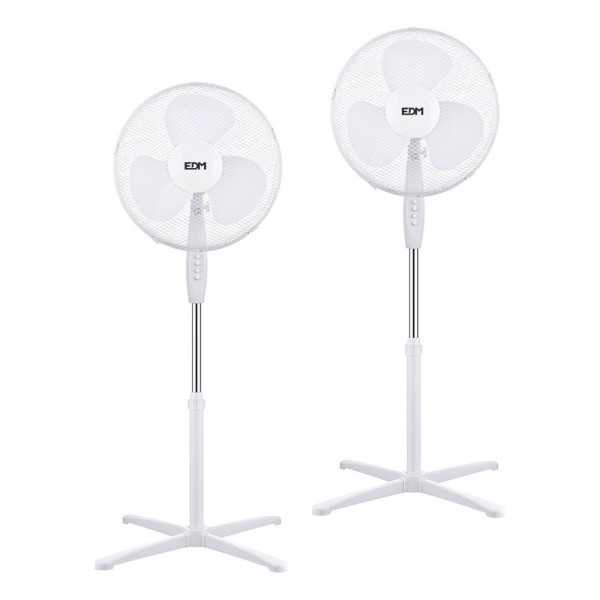 Ventilador de Pie 38 W, Blanco, Ø40 cm, Pack de 2 unidades en una Caja EDM