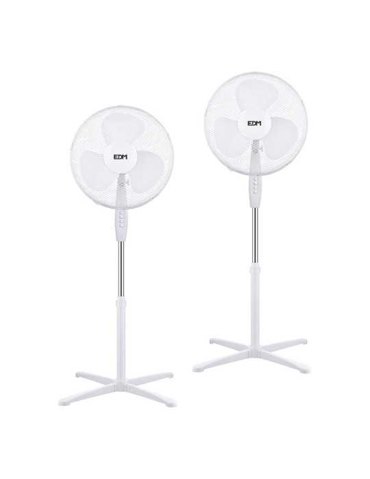 Ventilador de Pie 38 W, Blanco, Ø40 cm, Pack de 2 unidades en una Caja EDM