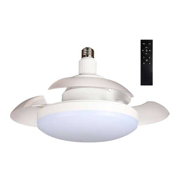 Ventilador de Techo LED Aspas Retráctiles, E27, 18W 1900 lm, Ø40 cm, Blanco CRISTALRECORD