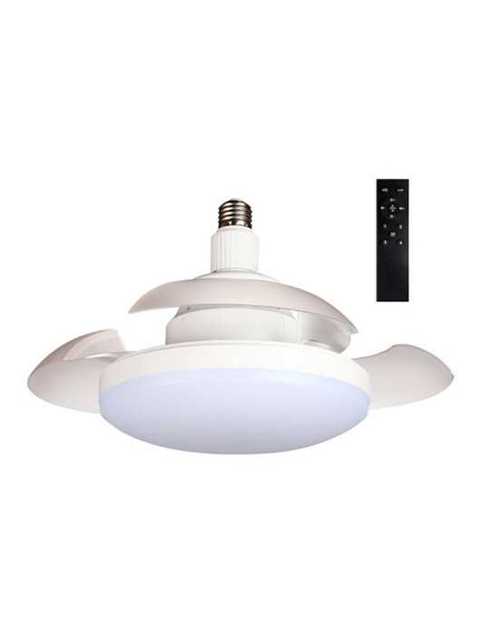 Ventilador de Techo LED Aspas Retráctiles, E27, 18W 1900 lm, Ø40 cm, Blanco CRISTALRECORD