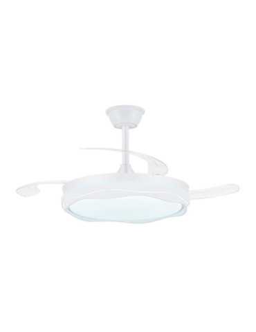 Ventilador de Techo LED Cct, 3 Aspas Retráctiles 60 W, 6600 Im, Blanco, Aspas Ø106 cm, Plafón Ø15 cm, Altura 30,5 CRISTALRECORD 2