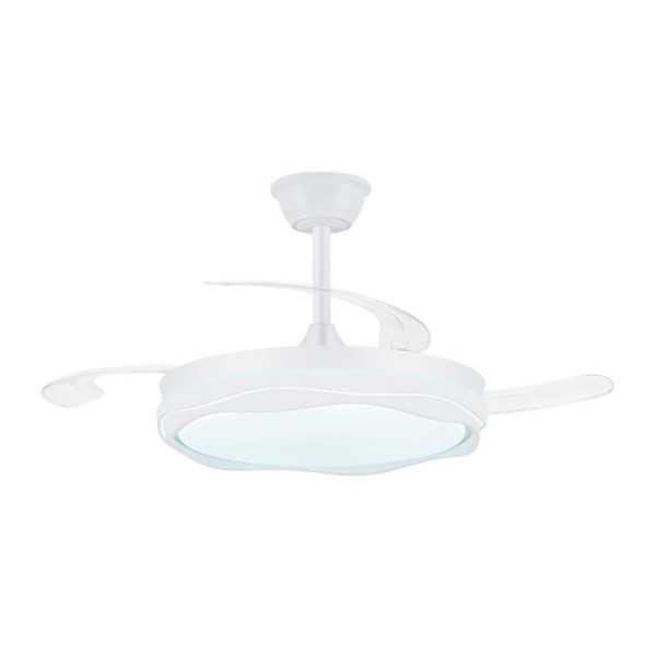 Ventilador de Techo LED Cct, 3 Aspas Retráctiles 60 W, 6600 Im, Blanco, Aspas Ø106 cm, Plafón Ø15 cm, Altura 30,5 CRISTALRECORD