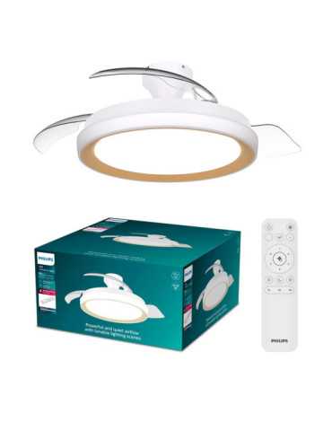 Ventilador de Techo con Aspas Retráctiles, LED 3 Cct, DC 28 W + 35 W, Modelo Bliss, Blanco / Dorado, Ø106 cm PHILIPS 2