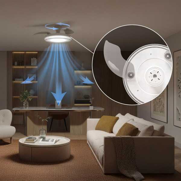Ventilador de Techo con Aspas Retráctiles, LED 3 Cct, DC 28 W + 35 W, Modelo Bliss, Blanco / Dorado, Ø106 cm PHILIPS