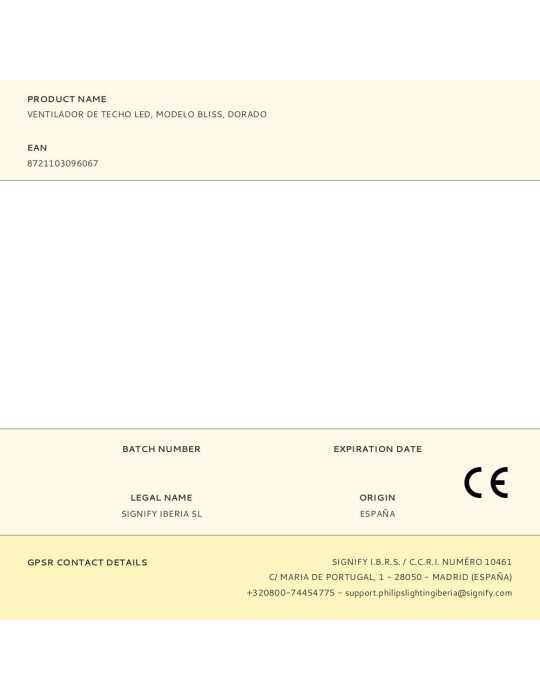 Ventilador de Techo con Aspas Retráctiles, LED 3 Cct, DC 28 W + 35 W, Modelo Bliss, Blanco / Dorado, Ø106 cm PHILIPS