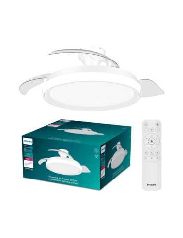 Ventilador de Techo con Aspas Retráctiles, LED 3 Cct, DC 28 W + 35 W, Modelo Bliss, Blanco / Estrellado, Ø106 cm PHILIPS 2