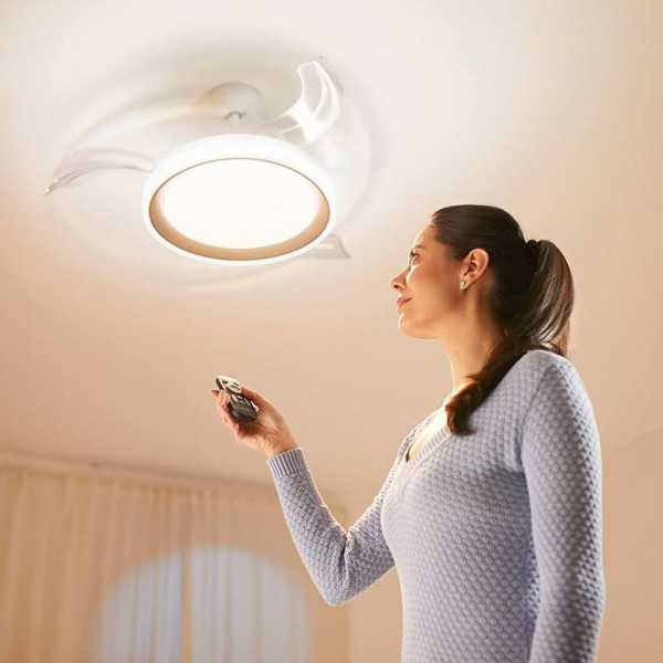 Ventilador de Techo con Aspas Retráctiles, LED 3 Cct, DC 28 W + 35 W, Modelo Bliss, Blanco / Estrellado, Ø106 cm PHILIPS