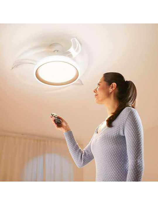 Ventilador de Techo con Aspas Retráctiles, LED 3 Cct, DC 28 W + 35 W, Modelo Bliss, Blanco / Estrellado, Ø106 cm PHILIPS