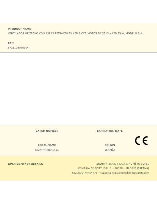 Ventilador de Techo con Aspas Retráctiles, LED 3 Cct, DC 28 W + 35 W, Modelo Bliss, Blanco / Estrellado, Ø106 cm PHILIPS