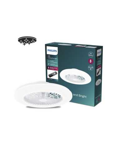 Ventilador de Techo, LED 3CCT, DC 20 W + 42 W, Modelo Amigo, Blanco con Difusor Efecto Estrellado, Ø48,5 cm PHILIPS 2