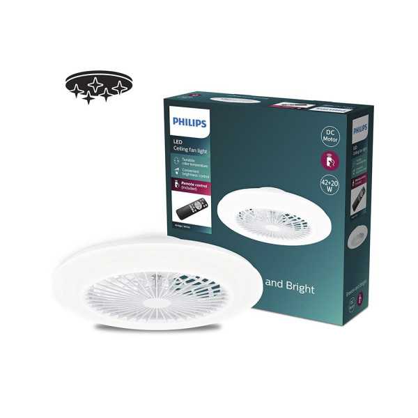 Ventilador de Techo, LED 3CCT, DC 20 W + 42 W, Modelo Amigo, Blanco con Difusor Efecto Estrellado, Ø48,5 cm PHILIPS