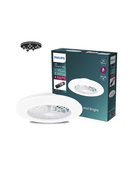 Ventilador de Techo, LED 3CCT, DC 20 W + 42 W, Modelo Amigo, Blanco con Difusor Efecto Estrellado, Ø48,5 cm PHILIPS