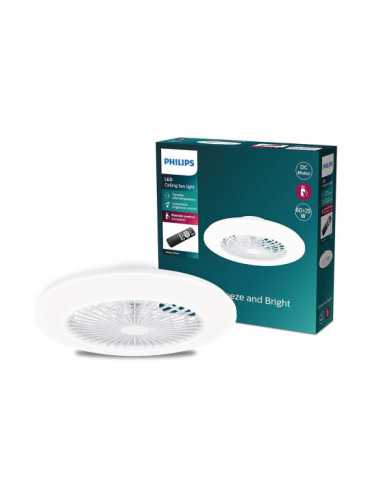 Ventilador de Techo, LED 3 Cct, Motor DC 25 W + LED 60 W, Modelo Amigo, Blanco con Difusor Efecto Estrellado, Ø57,5 cm PHILIPS 2