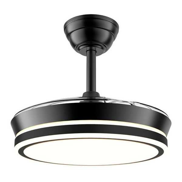 Ventilador de Techo LED Cct, 3 Aspas Retráctiles 39 W, 4290 lm, Negro, Aspas Ø90 cm, Plafón Ø41 cm, Altura 28 - CRISTALRECORD