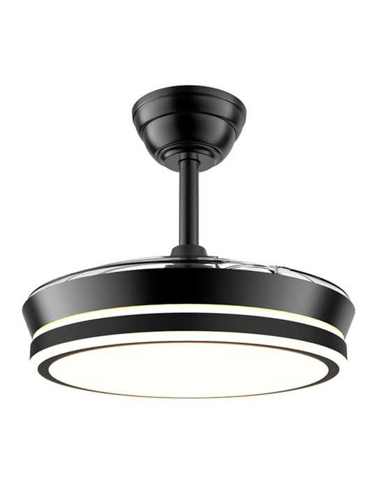 Ventilador de Techo LED Cct, 3 Aspas Retráctiles 39 W, 4290 lm, Negro, Aspas Ø90 cm, Plafón Ø41 cm, Altura 28 - CRISTALRECORD
