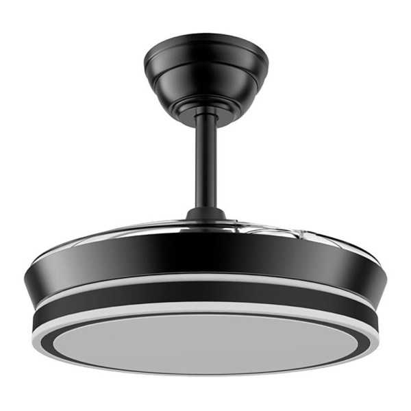 Ventilador de Techo LED Cct, 3 Aspas Retráctiles 39 W, 4290 lm, Negro, Aspas Ø90 cm, Plafón Ø41 cm, Altura 28 - CRISTALRECORD