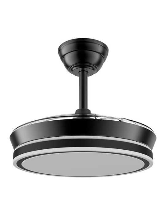 Ventilador de Techo LED Cct, 3 Aspas Retráctiles 39 W, 4290 lm, Negro, Aspas Ø90 cm, Plafón Ø41 cm, Altura 28 - CRISTALRECORD