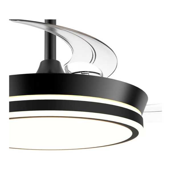 Ventilador de Techo LED Cct, 3 Aspas Retráctiles 39 W, 4290 lm, Negro, Aspas Ø90 cm, Plafón Ø41 cm, Altura 28 - CRISTALRECORD
