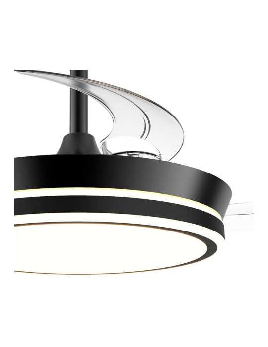 Ventilador de Techo LED Cct, 3 Aspas Retráctiles 39 W, 4290 lm, Negro, Aspas Ø90 cm, Plafón Ø41 cm, Altura 28 - CRISTALRECORD