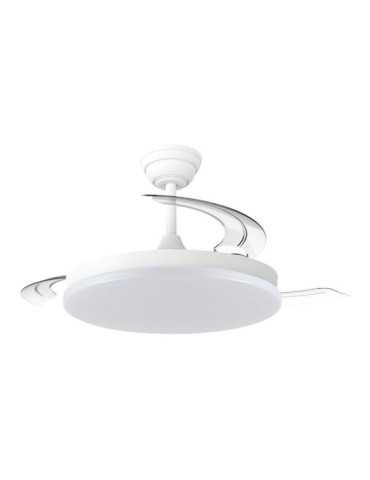 Ventilador de Techo, LED 3CCT, Aspas Retráctiles, 48 W, 5280 lm, Blanco, Ø106 cm, Plafón Ø48 cm, Altura 28 - 38 cm CRISTALRECORD 2