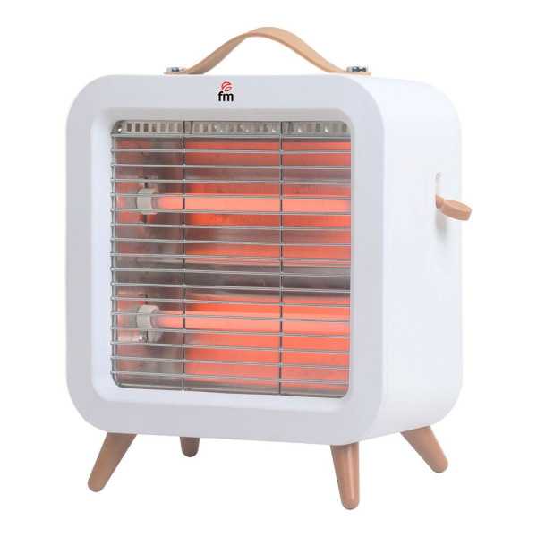 Estufa de Cuarzo Pie 400W Anti-Vuelco EV-400, Blanco, 24 x 11 x 26 cm FM CALEFACCIÓN
