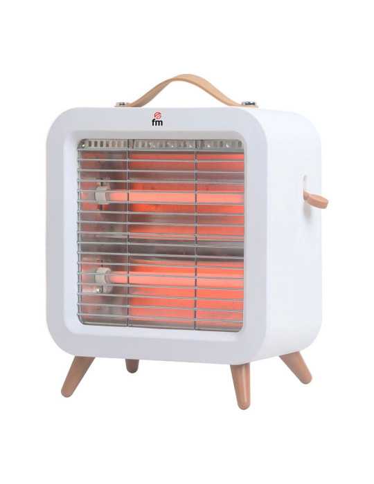 Estufa de Cuarzo Pie 400W Anti-Vuelco EV-400, Blanco, 24 x 11 x 26 cm FM CALEFACCIÓN