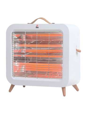 Estufa de Cuarzo Pie 700W Anti-Vuelco EV-700, Blanco, 35 x 11 x 31 cm FM CALEFACCIÓN