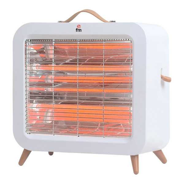 Estufa de Cuarzo Pie 700W Anti-Vuelco EV-700, Blanco, 35 x 11 x 31 cm FM CALEFACCIÓN