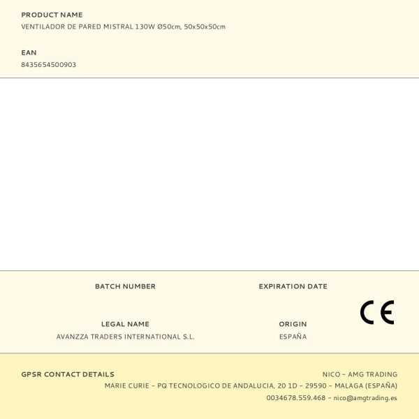 Ventilador Industrial de Pared Mistral 130 W Ø55 cm, 55 x 49,5 x 66 cm FULMO