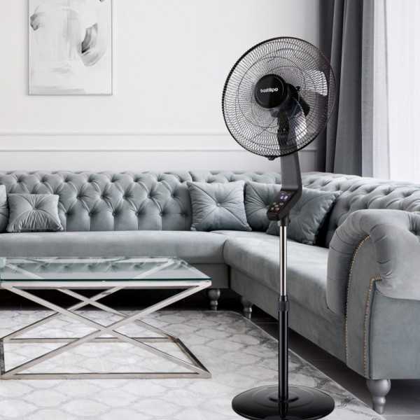 Ventilador de Pie Coín Black 50 W Ø40 cm, Negro, 40 x 40 x 129 cm BASTILIPO