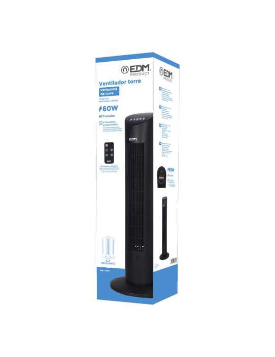 Ventilador de Torre. Potencia: 60 W, 54,8 dB, Mando A Distancia, Negro 28 x 78,3 cm EDM