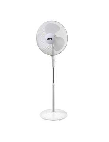 Ventilador de Pie Base Circular, Blanco, Potencia 45 W, 55,6 dB, Aspas Ø40 cm, Altura Regulable 110-130 cm EDM