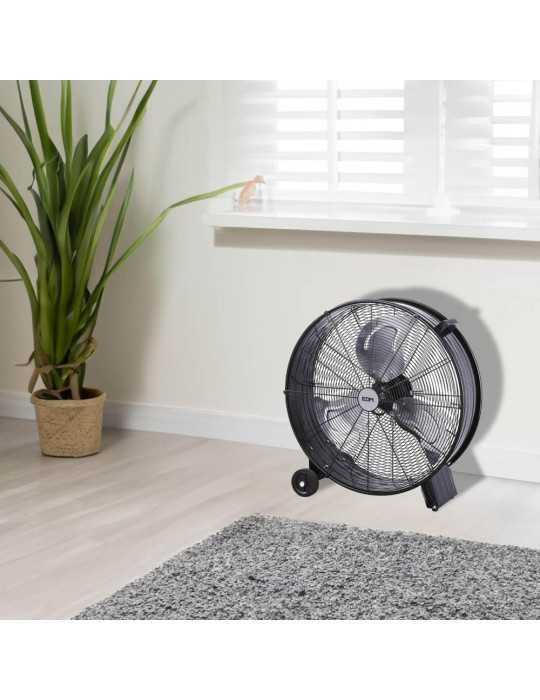 Ventilador Industrial de Suelo, con Ruedas, Negro 180 W, 59,8 dB, Ø65 cm EDM