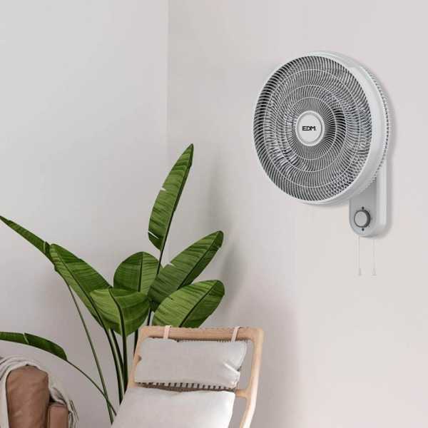 Ventilador Pared Blanco, Potencia 55 W, 57,24 dB, Aspas Ø40 cm EDM