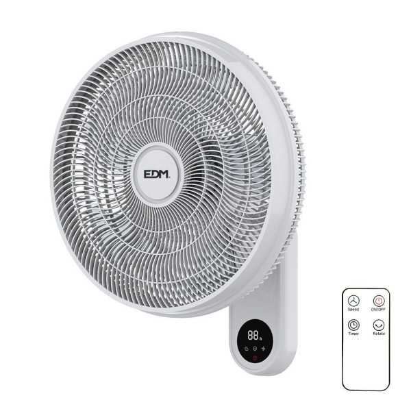 Ventilador Pared Mando A Distancia, Blanco, Potencia 55 W, 57,24 dB, Aspas Ø40 cm EDM