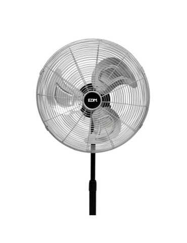 Ventilador de Pie Industrial, Negro/Cromado, Potencia 80 W, 61,7 dB, Aspas Ø50 cm, Altura Regulable 88-120 cm EDM 2
