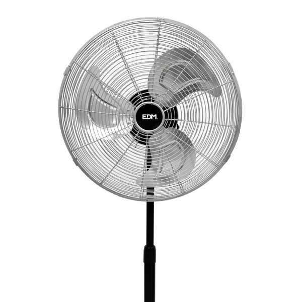 Ventilador de Pie Industrial, Negro/Cromado, Potencia 80 W, 61,7 dB, Aspas Ø50 cm, Altura Regulable 88-120 cm EDM