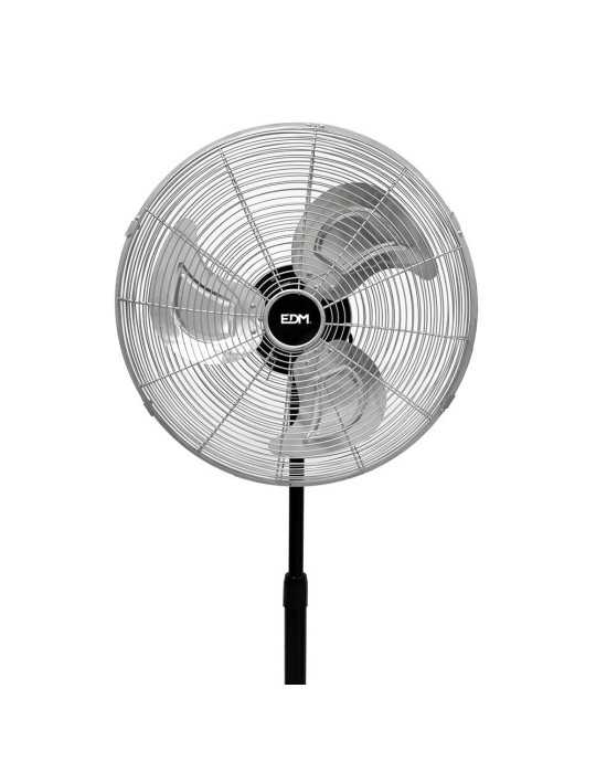 Ventilador de Pie Industrial, Negro/Cromado, Potencia 80 W, 61,7 dB, Aspas Ø50 cm, Altura Regulable 88-120 cm EDM