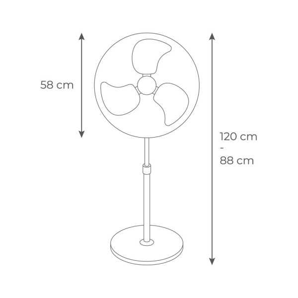 Ventilador de Pie Industrial, Negro/Cromado, Potencia 80 W, 61,7 dB, Aspas Ø50 cm, Altura Regulable 88-120 cm EDM