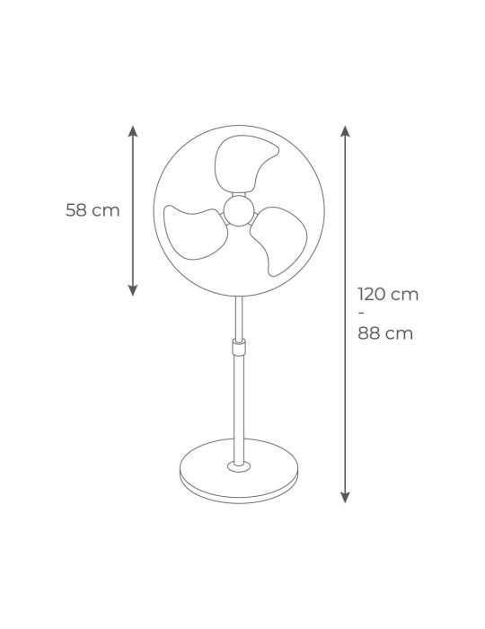Ventilador de Pie Industrial, Negro/Cromado, Potencia 80 W, 61,7 dB, Aspas Ø50 cm, Altura Regulable 88-120 cm EDM