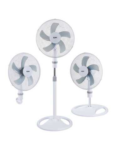 Ventilador 3 en 1, Blanco, Potencia 45 W, Aspas Ø40 cm, Altura Regulable 107-133 cm EDM