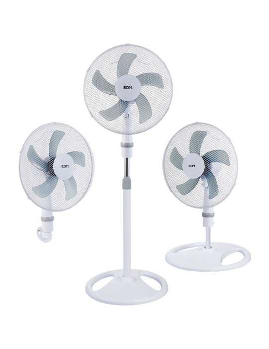 Ventilador 3 en 1, Blanco, Potencia 45 W, Aspas Ø40 cm, Altura Regulable 107-133 cm EDM