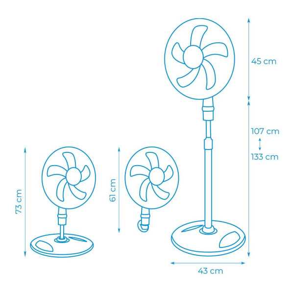 Ventilador 3 en 1, Blanco, Potencia 45 W, Aspas Ø40 cm, Altura Regulable 107-133 cm EDM