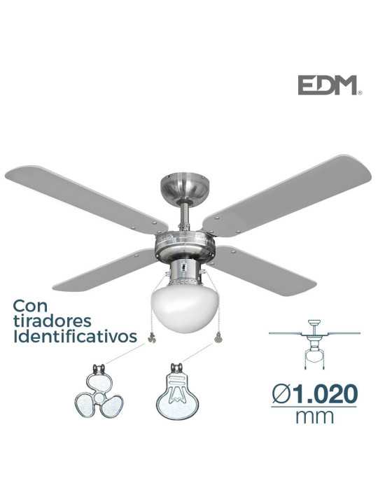 Ventilador de Techo Modelo Caribe. Color Cromado. Potencia: 50W Aspas: Ø102 cm EDM