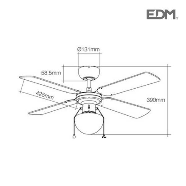 Ventilador de Techo Modelo Caribe. Color Cromado. Potencia: 50W Aspas: Ø102 cm EDM