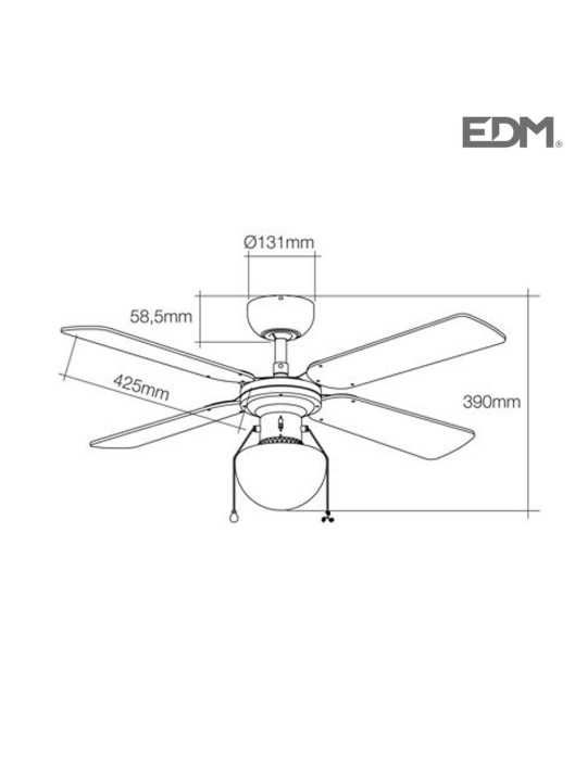 Ventilador de Techo Modelo Caribe. Color Cromado. Potencia: 50W Aspas: Ø102 cm EDM